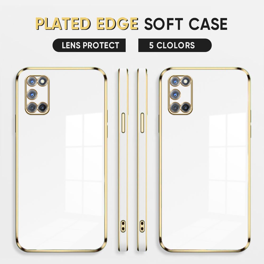 Luxury 6D Plating Case for OPPO A52 Soft Silicone Square Frame Back Cover Shiny Bling Phone Cases