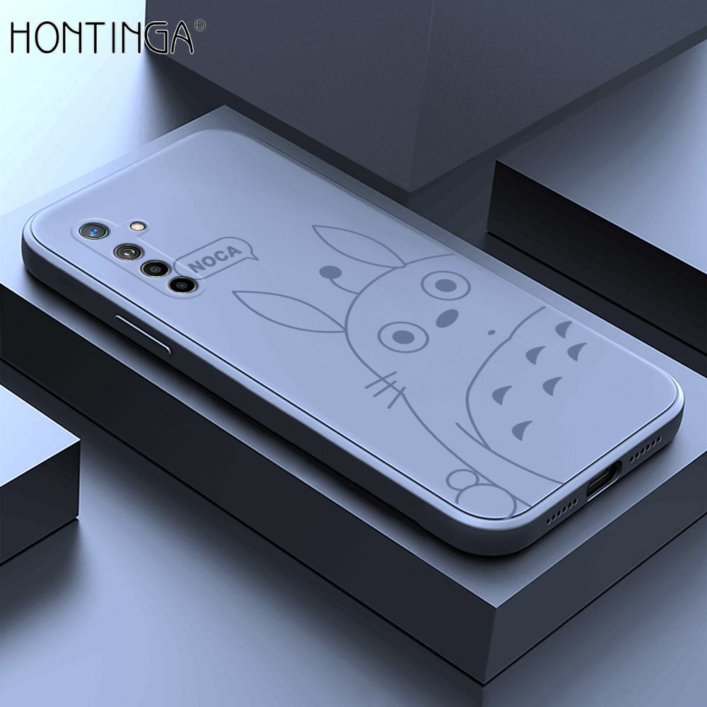 Hontinga for Realme X2 / XT / OPPO K5 Case Cartoon Cute Totoro Pattern Back Cover Soft Square Edge Liquid Silicone Phone Cases