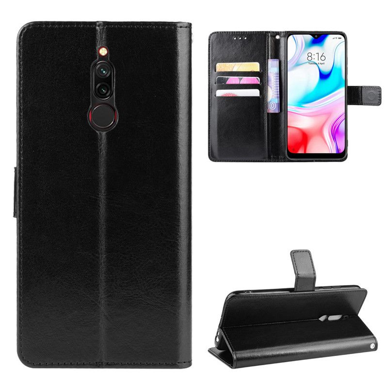 Holster Flip Stand Wallet Crazy Horse PU Leather Case For Xiaomi Redmi 8 Cover
