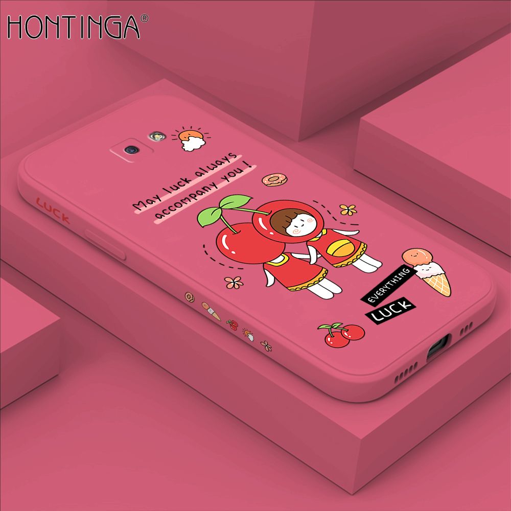 Hontinga for Samsung J5 Prime Case Side Design Cute Cherry Girl Back Cover Soft Square Edge Pattern Liquid Silicone Trend Phone Cases