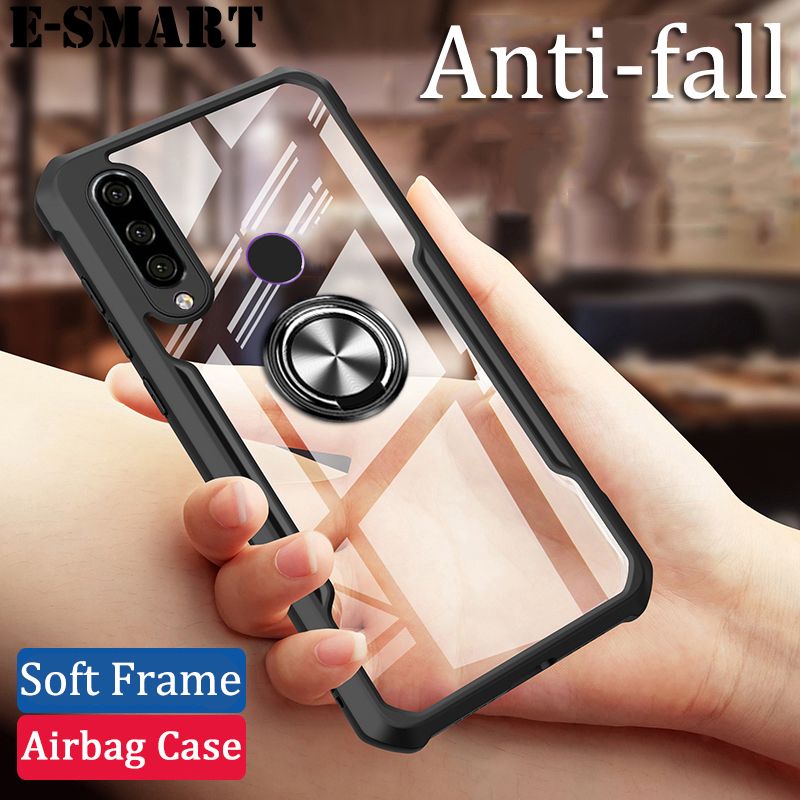 Phone Case Huawei Y7P Back Cover Magnetic Transparent Clear Armor Ring Shockproof Back Cover for Huawei Y7P Case