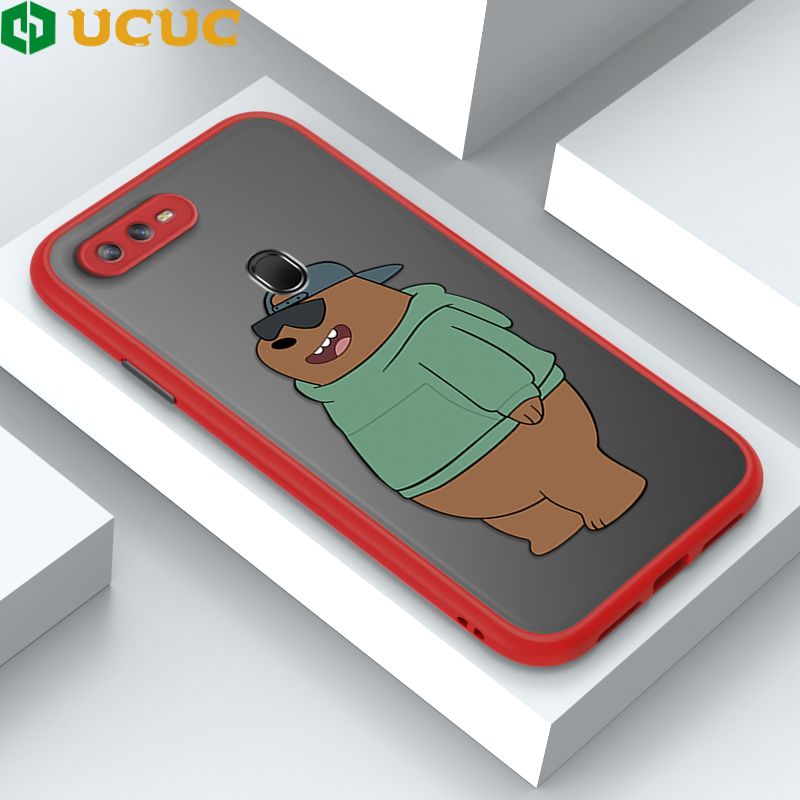 UCUC for OPPO A12S / A12 / A7 / A5S Back Cover Sunglasses Bear Frosted Transparent Hard Phone Case Thin Shockproof Full Cover Camera Protect Case