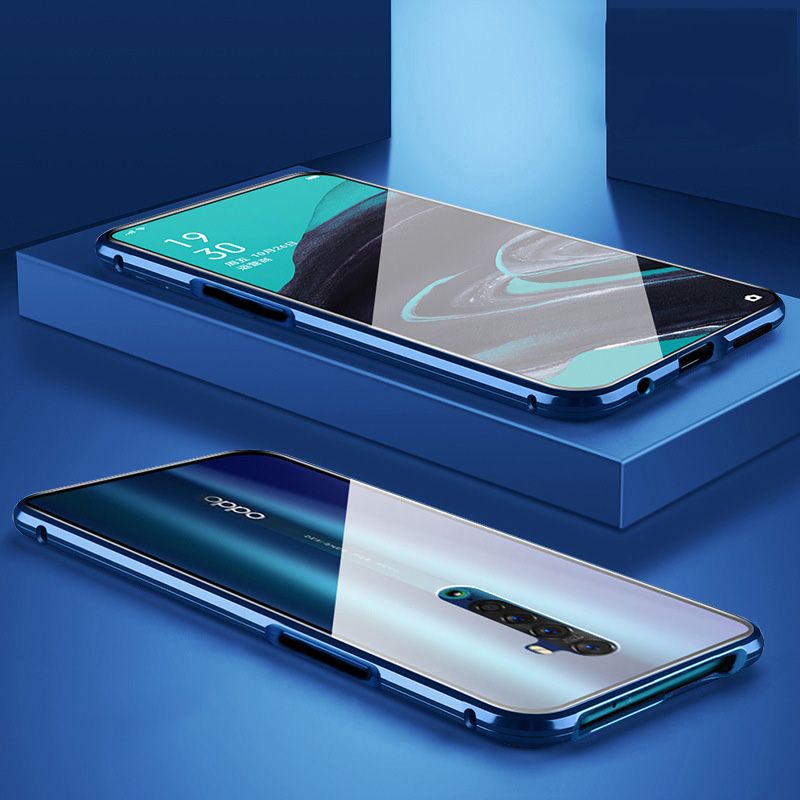 Double-sided Transparent Glass Protective Case For  Oppo Realme C15/C11 Anti-falling Magnetic Adsorption Phone Case