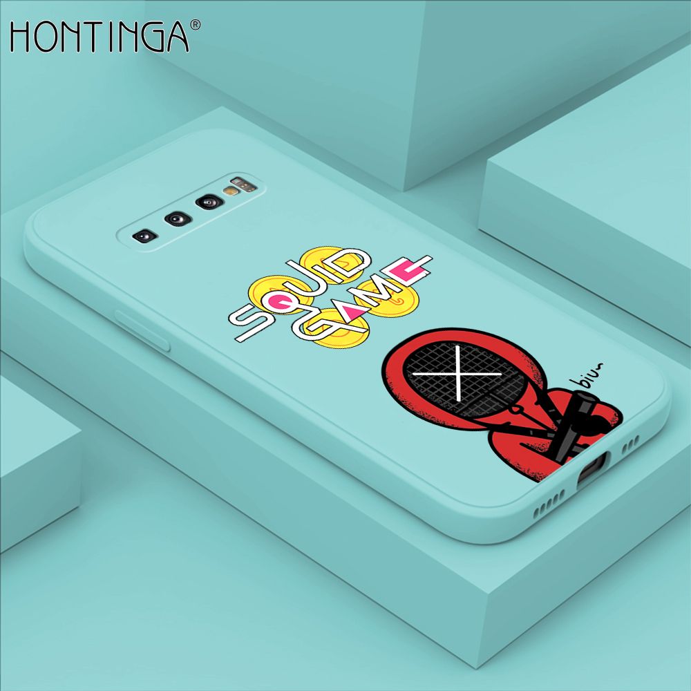 Hontinga for Samsung Galaxy S10 Case Fashion Cartoon Electric Baton Judge Role Phone Cover Square Liquid Silicone Trend Phone Case