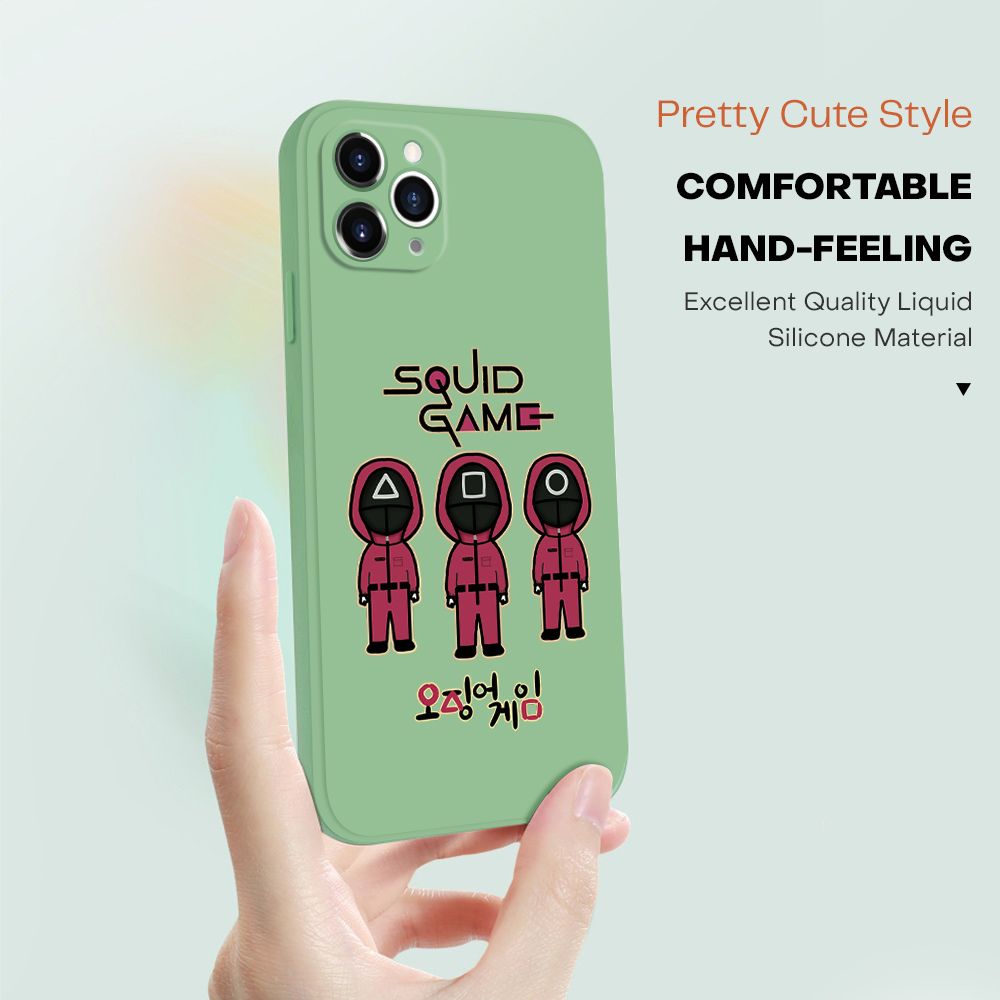 Jizetin for Samsung Galaxy A01 Case Trend Cartoon Korean Squid Phone Cover Liquid Silicone Case Phone Protective Case