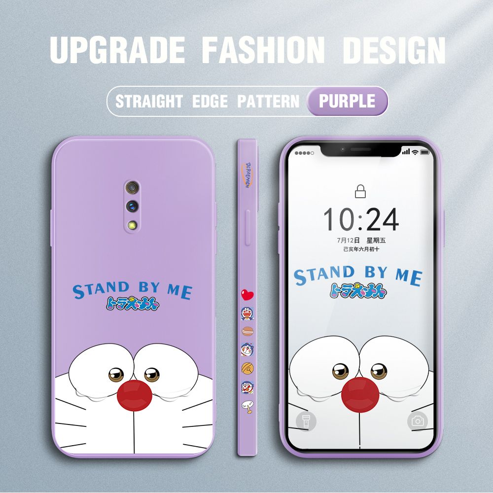Jizetin for Realme X Case New Cartoon Stand by Me Doraemon Anime Side Design Phone Cover Liquid Silicone Cases