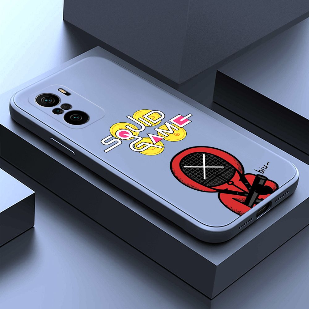 ZeroQiQi for Xiaomi Redmi K40 Pro Case Fashion Cartoon Electric Baton Judge Role Phone CoverSquare Liquid Silicone Trend Phone Case