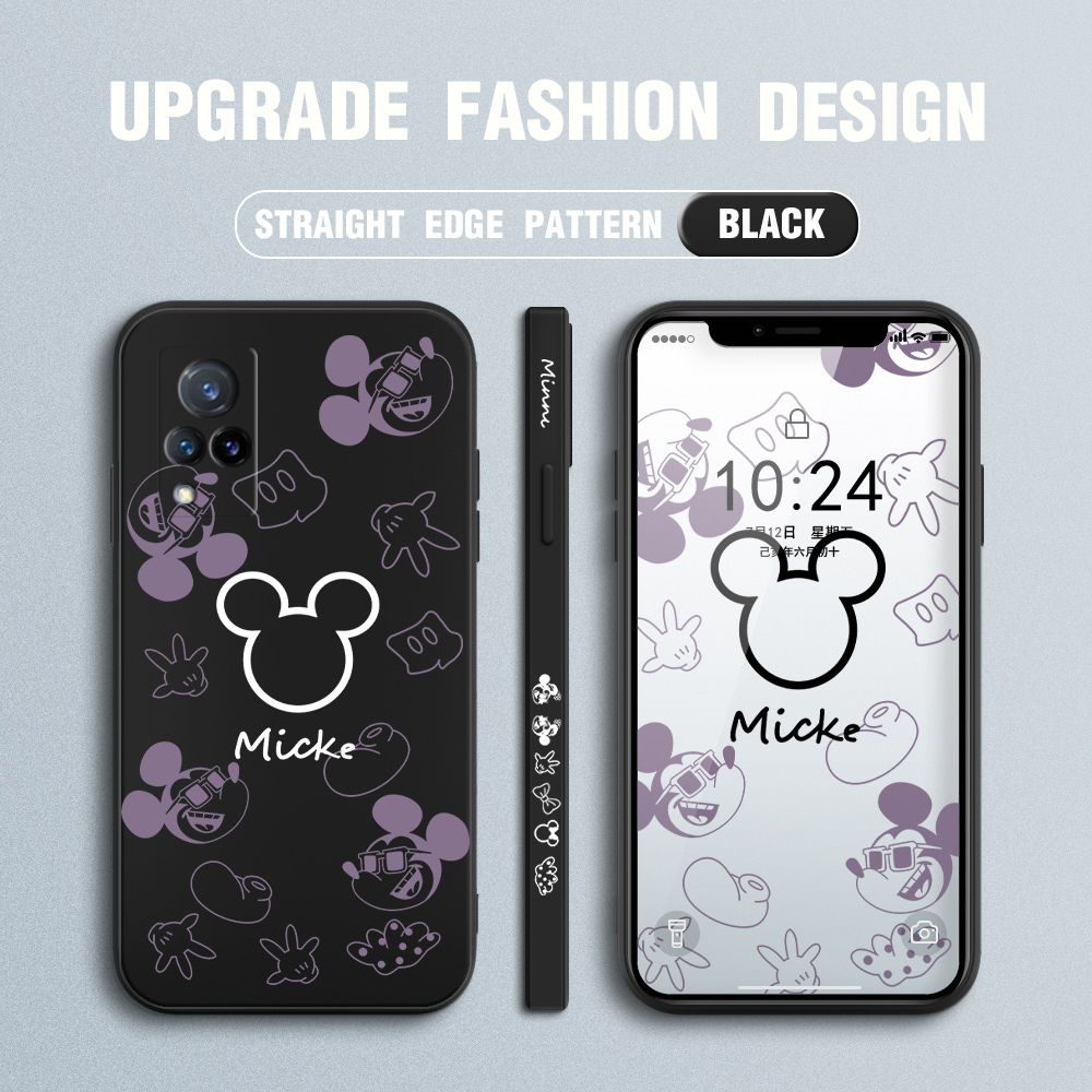 Jizetin for Vivo V21 Case Creative Printing Pattern Side Design Phone Case Square Edge Pattern Liquid Silicone Cases Full Cover Camera Shockproof Protective Case