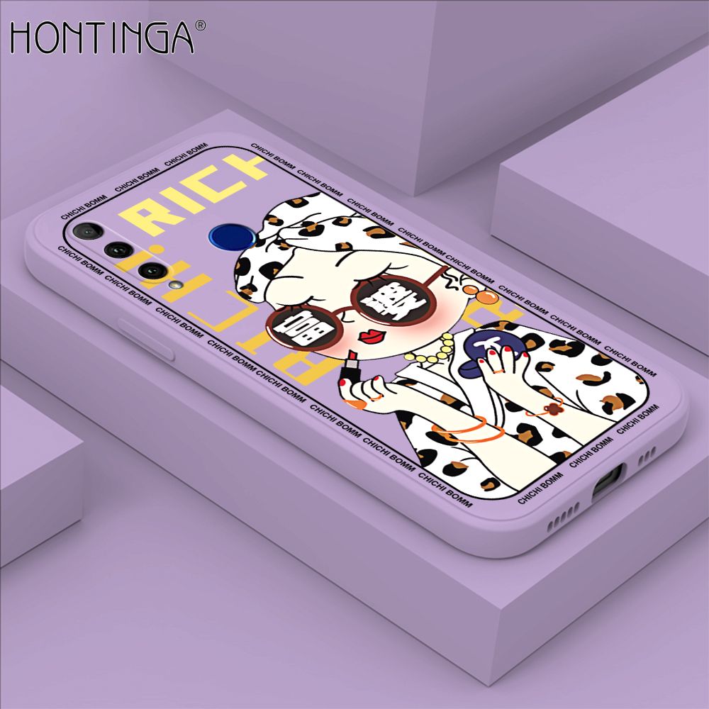 Hontinga for Honor 20 Lite Case Fashion Sunglasses Rich Girl Phone Case Phone Case Soft Square Edge Silicone Cases Full Lens Cover Shockproof Protection Cover