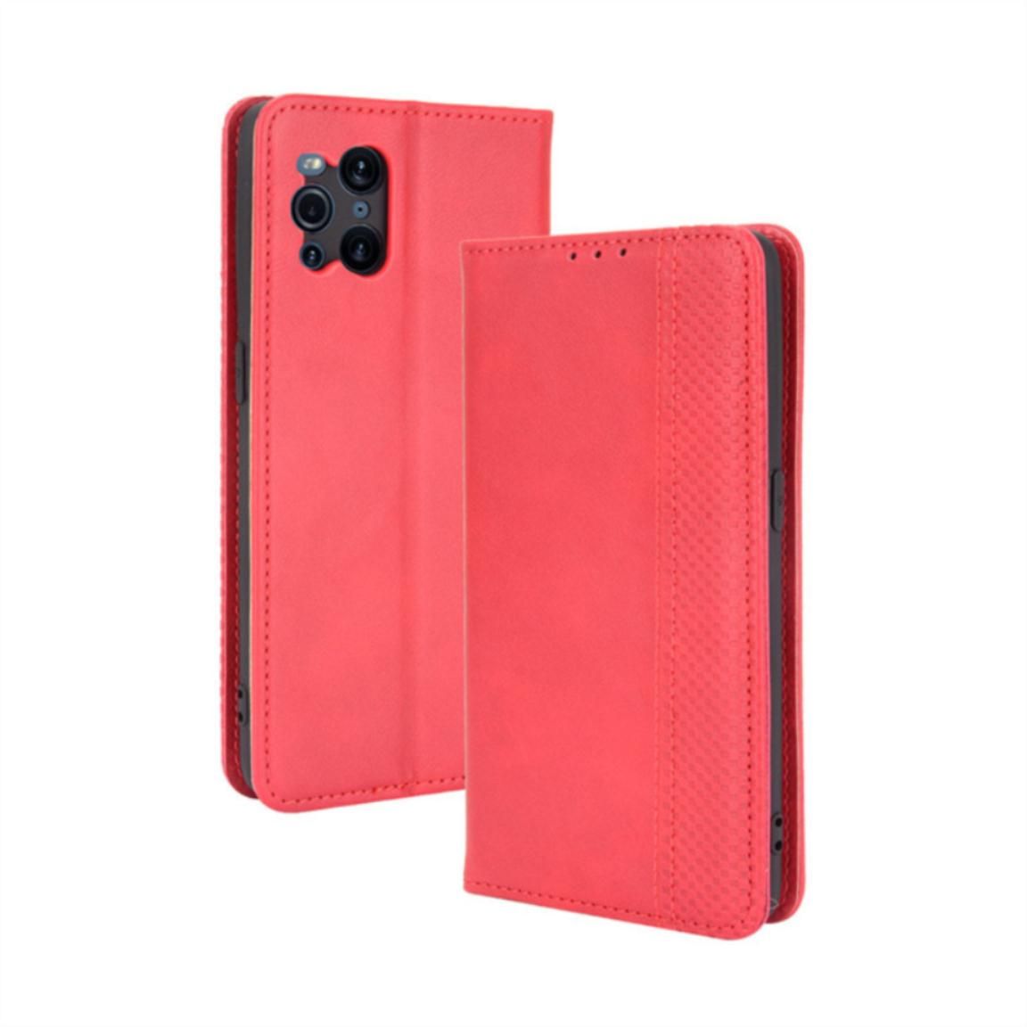 Case For Oppo Find X3 Casing Retro Leather Case Card Wallet Tpu Back Cover Protective Case Magnetic Suction Cover Stand Phone Case