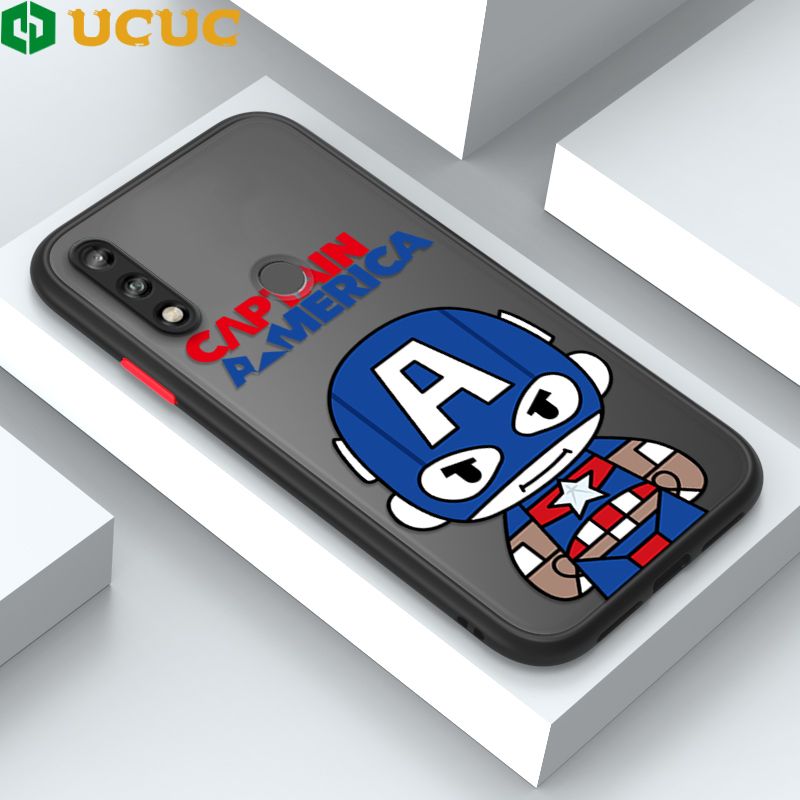 UCUC for Honor Y9 2019 Back Cover Captain America Frosted Transparent Hard Phone Case Thin Shockproof Full Cover Camera Protect Case