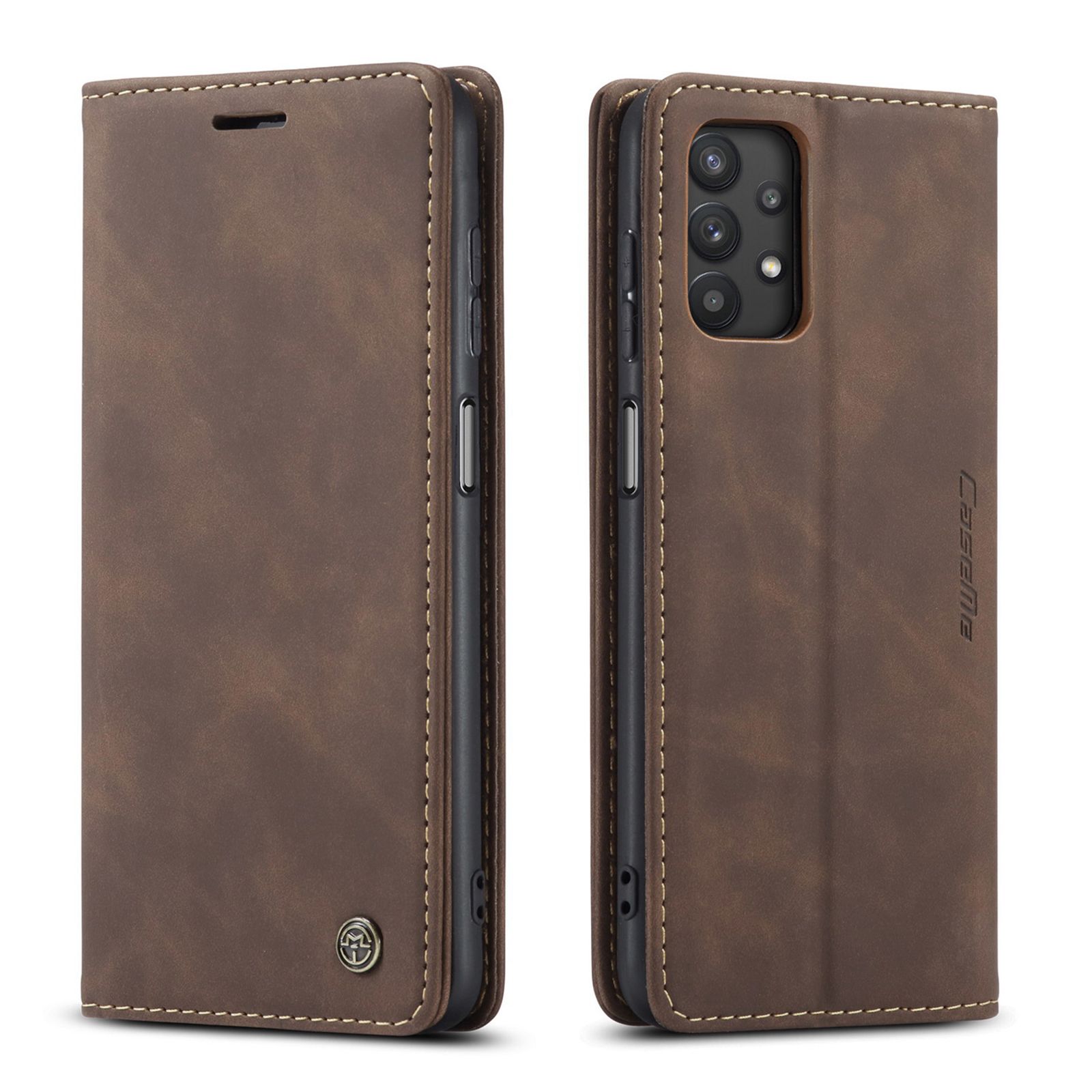 For Samsung Galaxy A32 5G Retro PU Leather TPU Inner Wallet Case Card Slots Magnetic Closure Flip Stand Casing Cover