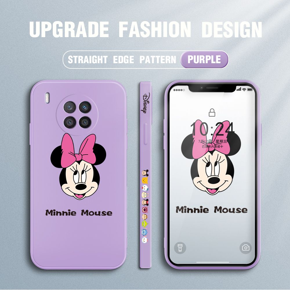 Jizetin for Huawei Nova 8i / Honor 50 Lite Case Minnie Mickey Mouse Design Side Design Phone Case Square Edge Pattern Liquid Silicone Cases Full Cover Camera Shockproof Protective Case