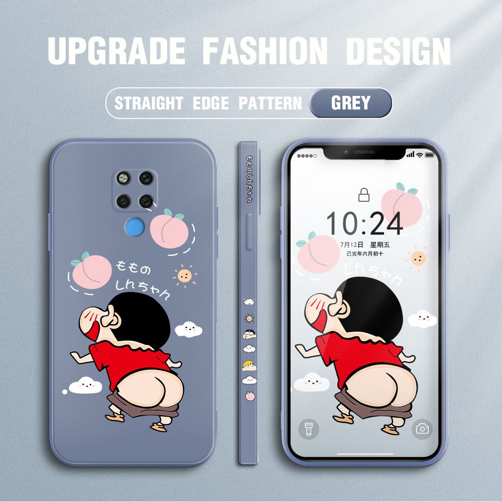 Jizetin for Huawei Mate 20X Case New Cartoon Crayon Shin-chan Design Side Design Phone Case Square Edge Pattern Liquid Silicone Cases Full Cover Camera Shockproof Protective Case