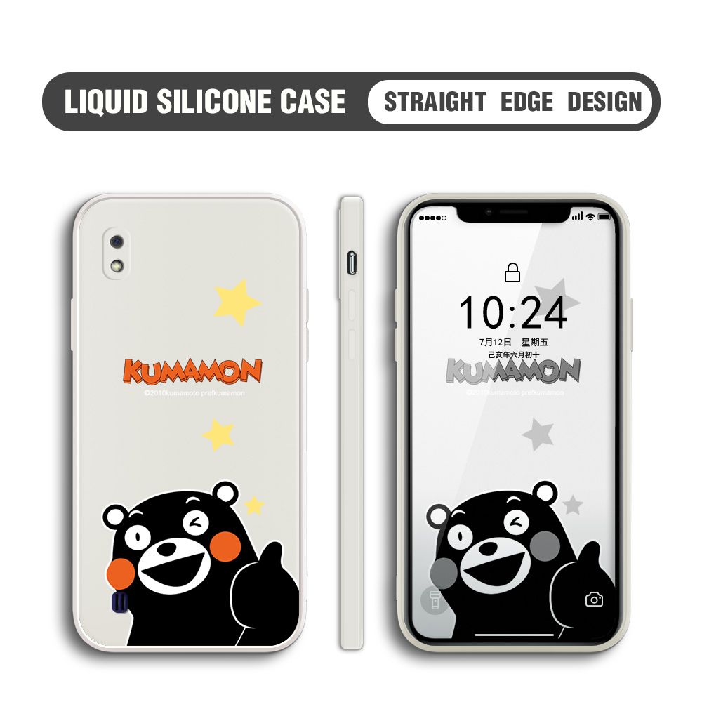BILI for Samsung Galaxy A10 Back Cover Black Bear Multicolor Liquid Silicone Phone Case Soft Square Lens Protection Phone Cases