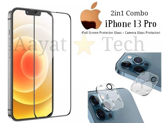2in1 Protector Combo Pack for Apple iPhone 13 Pro (Full Screen Protector Glass+Camera Lens Protector)
