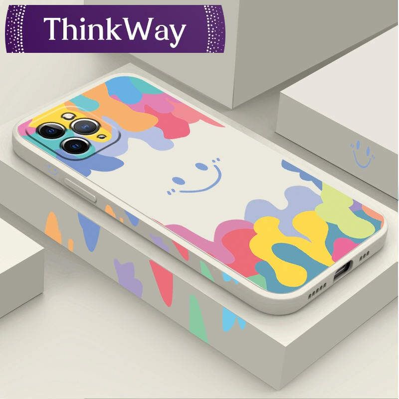 lovely Smiley Silicone Case for Huawei Y7A Y6 Pro  Y6P Y7 Pro  Huawei Nova 5T Nova7i 3i P30 Lite Y9S Y9 Prime Painted Gradient Soft Square TPU Phone Cover