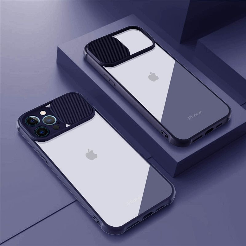 Slide Camera Lens Protection Case For iPhone 11 12 13 Mini Pro XS Max X XR 6 6S 7 8 Plus SE2 Transparent Shockproof Bumper Cover