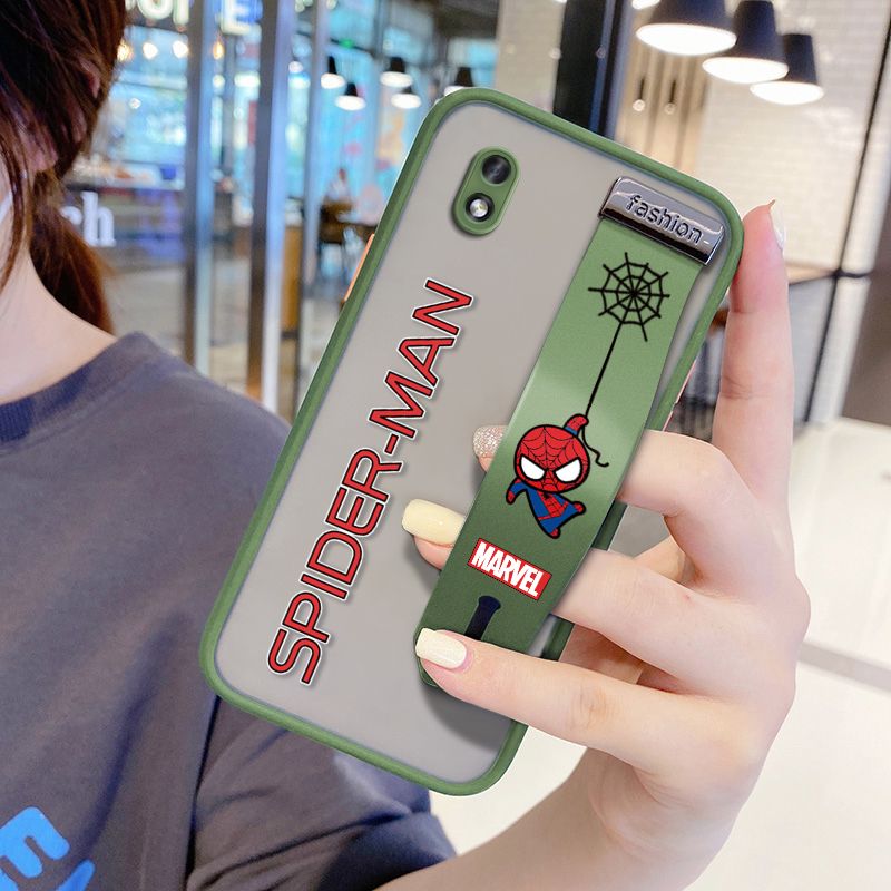 UCUC for Samsung Galaxy A01 Core Wrist Strap Case Superhero Spider Superman Wristband Printing Cover Shockproof Frosted Phone Case