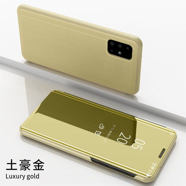 Phone Case For OPPO A91 A52 A72 A53 F15 A92 A31 A8 A93 2020 F17 Pro Luxury Anti fall Intelligent Mirror Flip With Bracket Cover