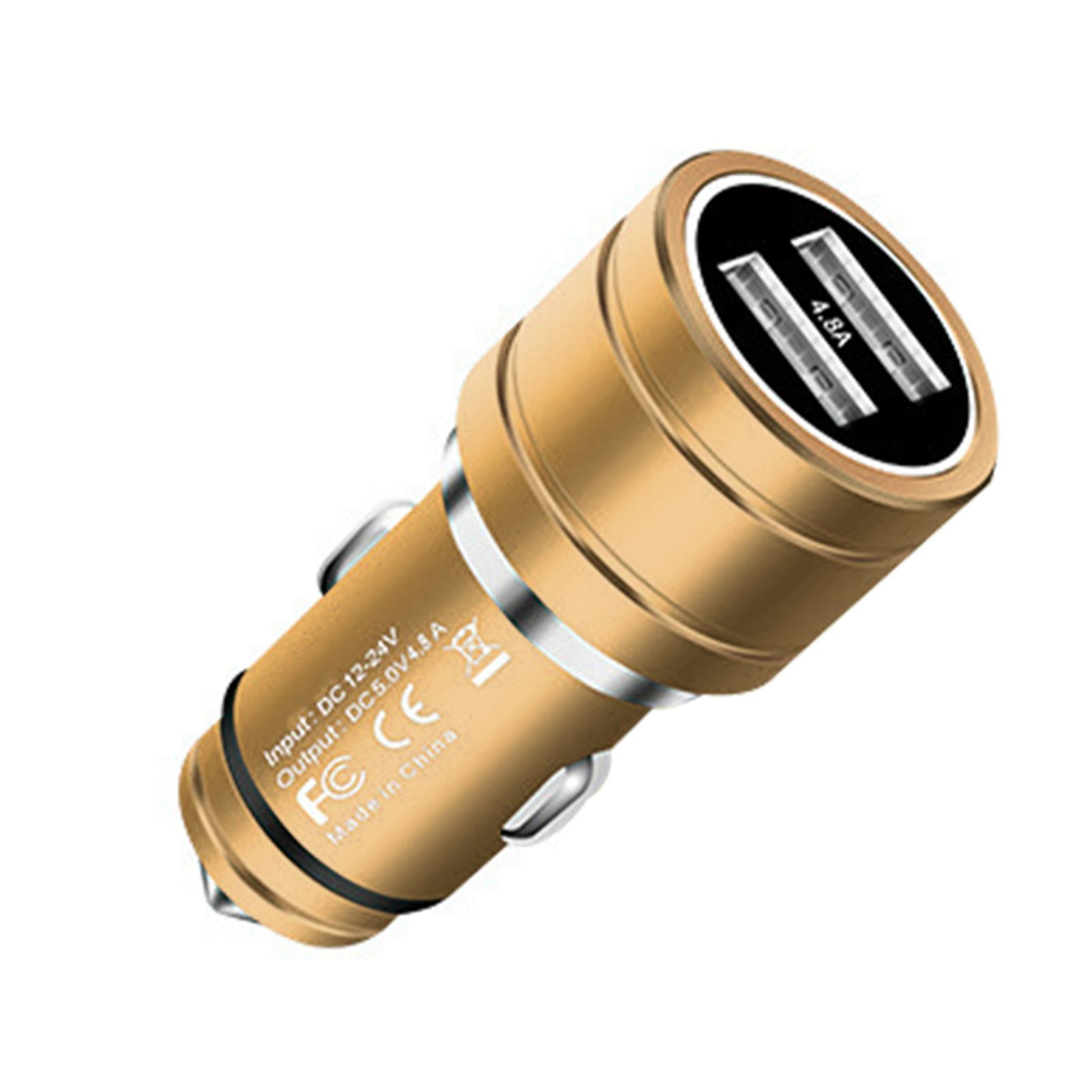 Car Charger Dual USB Fast Charging Aluminium Alloy QC3.0 Auto Charger for Travel