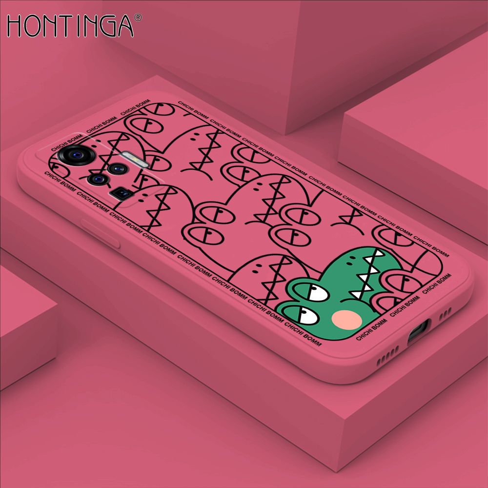 Hontinga for Vivo X50 Pro 5G Case Cartoon Crocodile Alligator Phone Case Phone Case Soft Square Edge Silicone Cases Full Lens Cover Shockproof Protection Cover