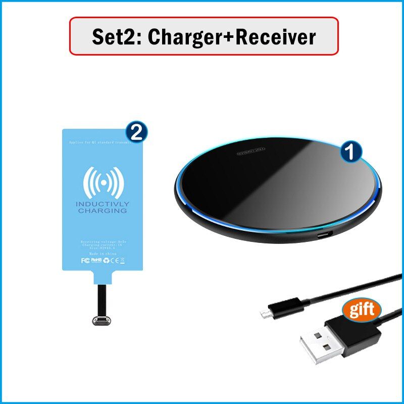 Qi Wireless Charger & Type-C Receiver for Samsung Galaxy A21 A31 A41 A51 A71 5G Phone Wireless Charging Connector USBC Adapter