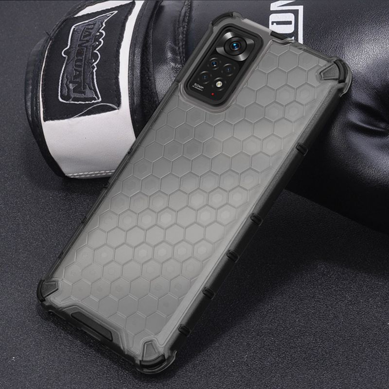 Vantime for Xiaomi Redmi Note 11S / Redmi Note 11 4G Case Honeycomb Transparent Back Anti fingerprint Cover