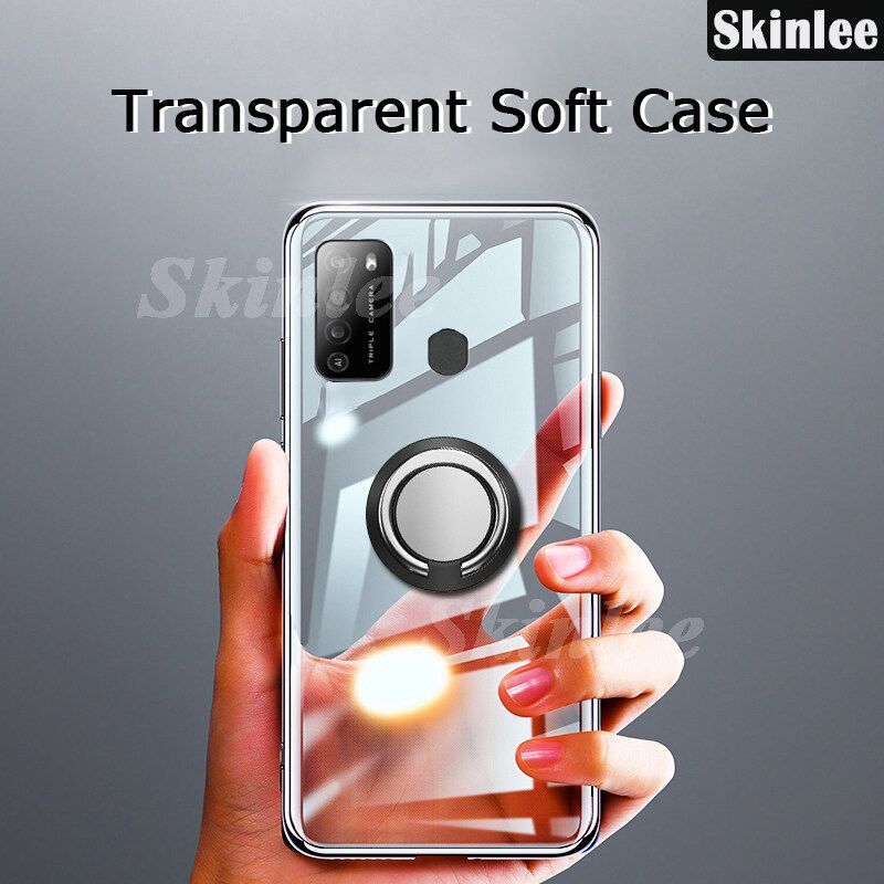 For Itel Vision 2 Clear Phone Case Holder Stand Casing Bracket Finger Magnetic Ring Cover for Itel Vision 2 Transparent Housing For girls and Boys