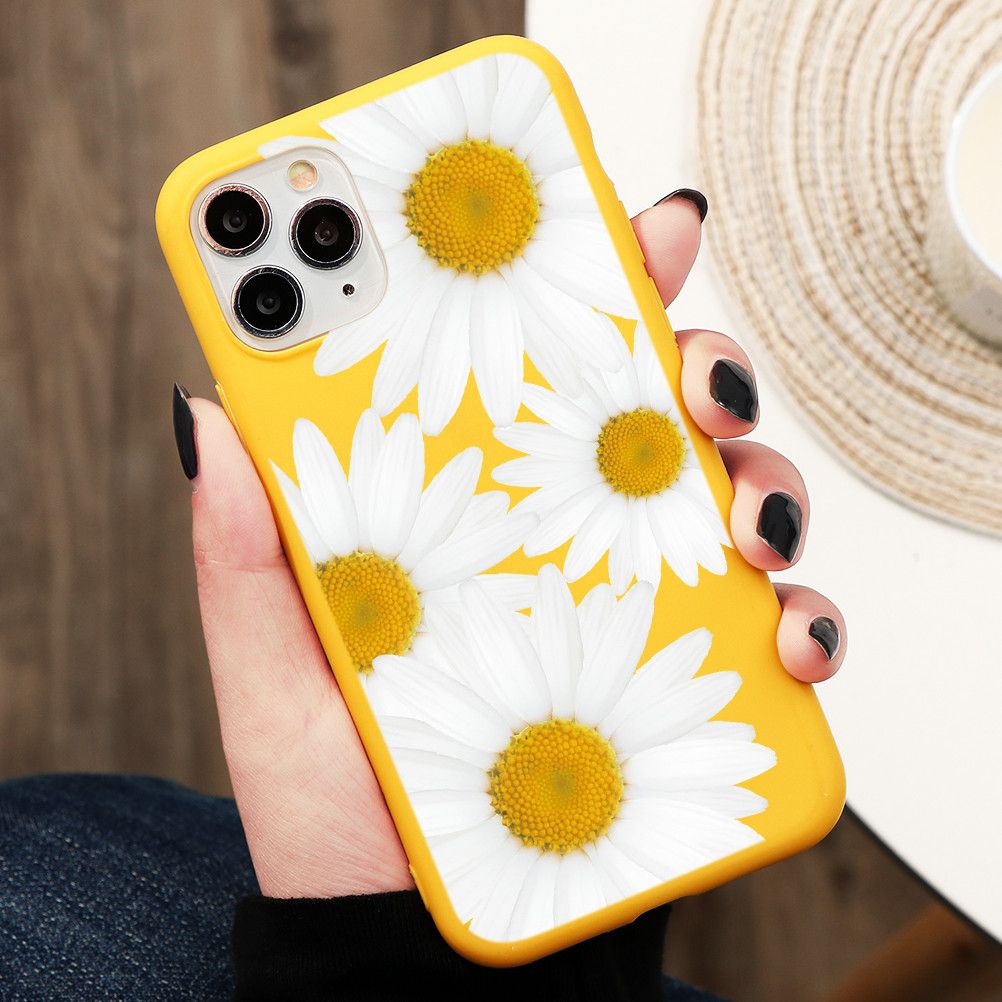 Fashion Daisy Flowers Cover Yellow Soft Girl's Case For vivo Y15 vivo Y12 vivo Y17 vivo Y11  vivo Y3 vivo S1 Pro vivo Y91 Y93 Y95 Y85 Back Cover