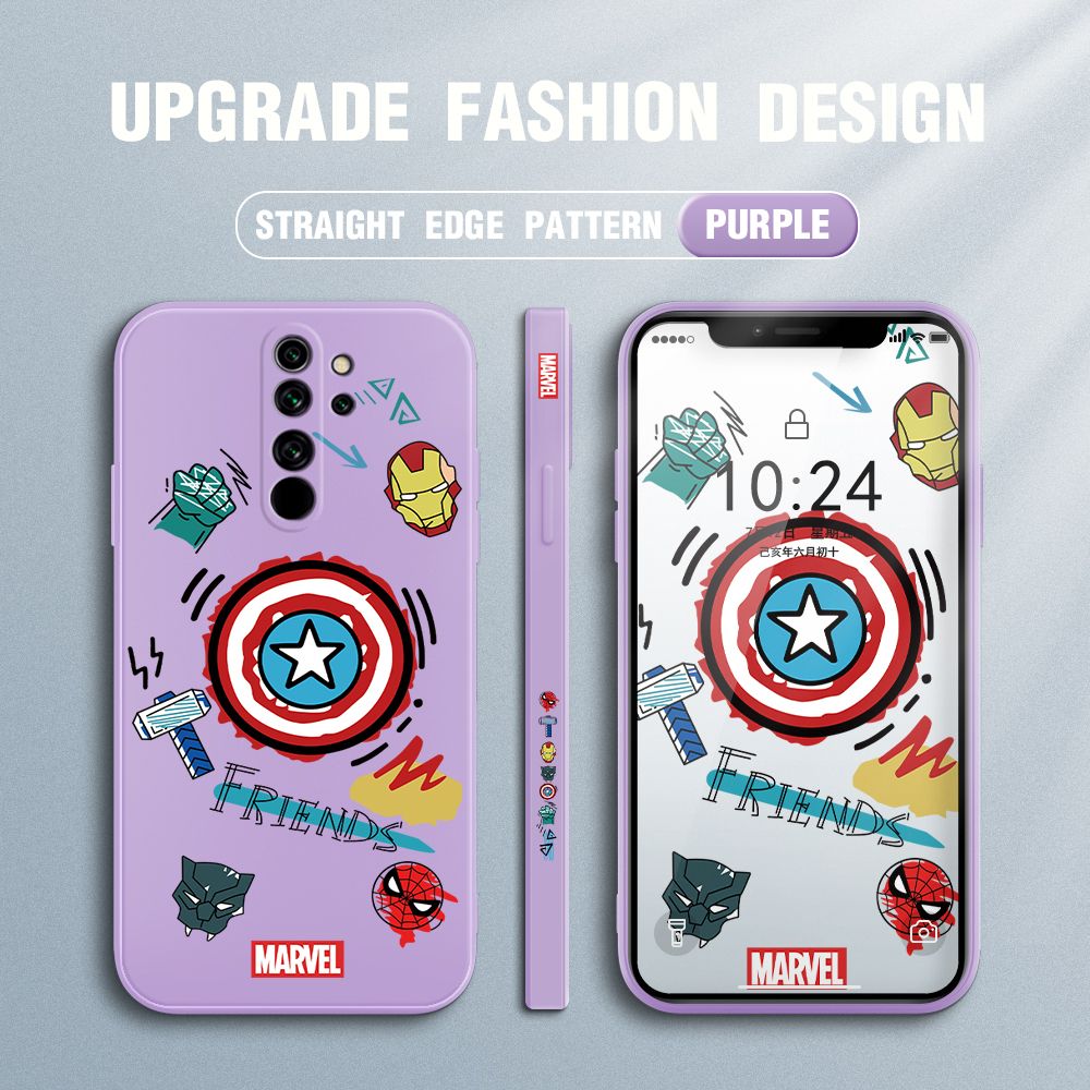 Jizetin for Redmi Note 8 Pro Back Cover Hero Props Side Design Liquid Silicone Phone Case Soft Full Camera Protect Phone Cases