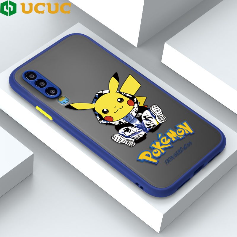 UCUC for Huawei P30 Back Cover Wrapped Pikachu Frosted Transparent Hard Phone Case Thin Shockproof Full Cover Camera Protect Case