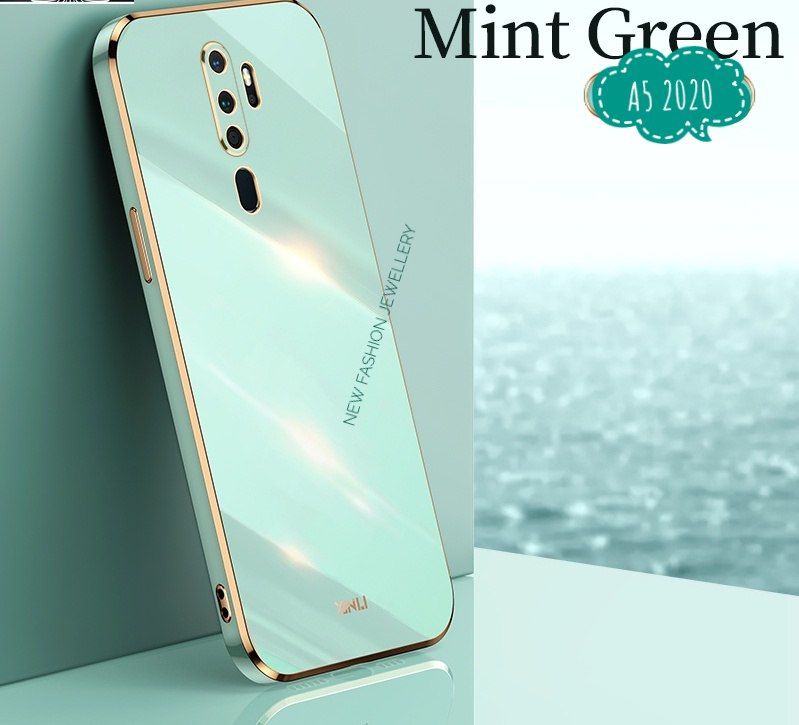 OPPO A9 2020 / A5 2020 / A11X Ultra-thin plating Square Silicone Case with lanyard LATEST FASHION CASE - Back Cover - Phone - Camera