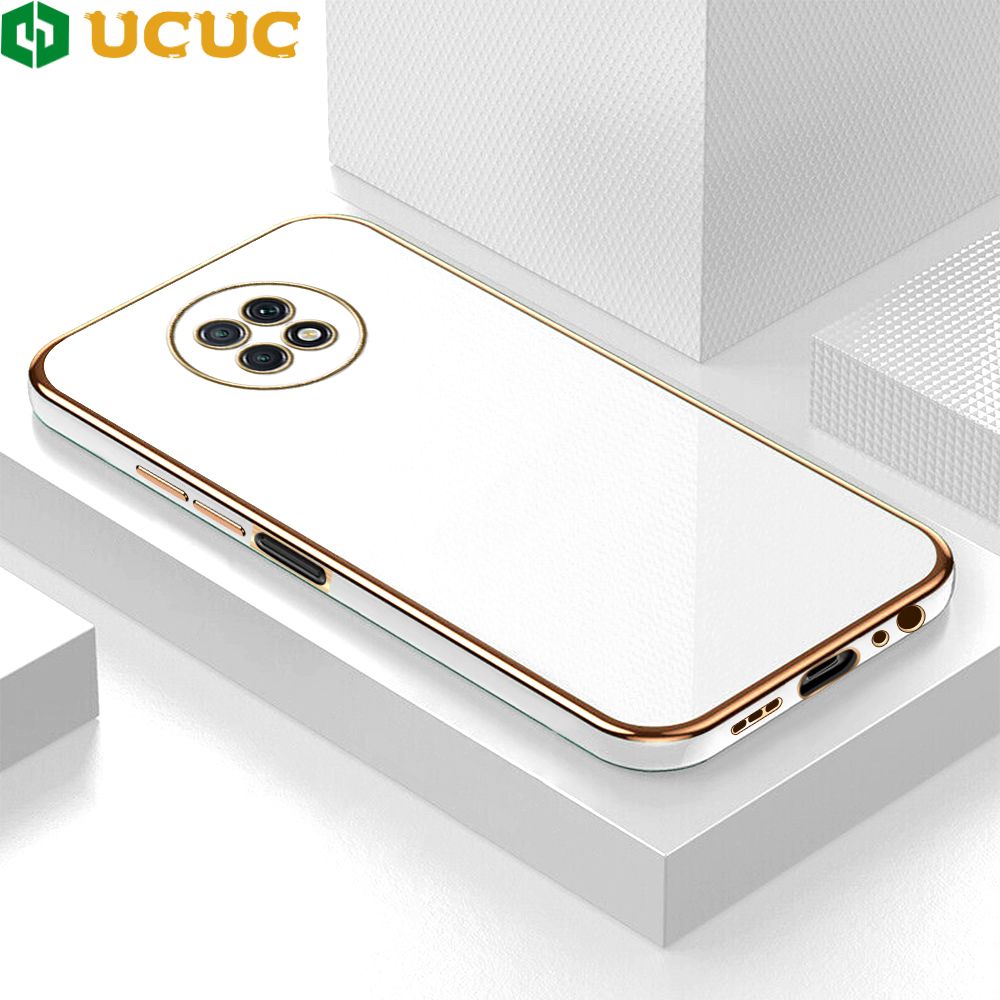 UCUC for Redmi Note 9T Back Cover + Free Lanyard Colour Luxury 6D Plating Case Side Pattern Soft Silicone Square Phone Cases