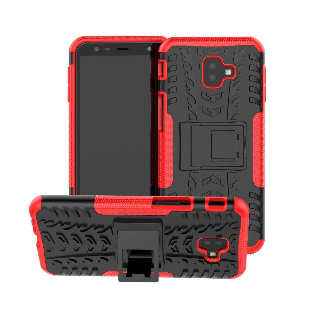 For Galaxy J6 Plus Dual Layer Heavy Duty Armor Tough Hybrid Shockproof Stand Protective Case Cover