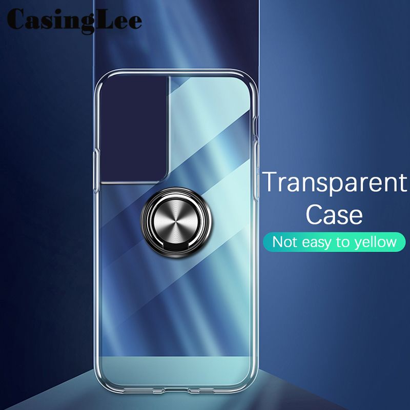 Casinglee For Galaxy S22 Ultra Soft Case Clear Transparent Shockproof Car Magnetic Holder Ring Back Cover Samsung S22 Ultra Phone case cover