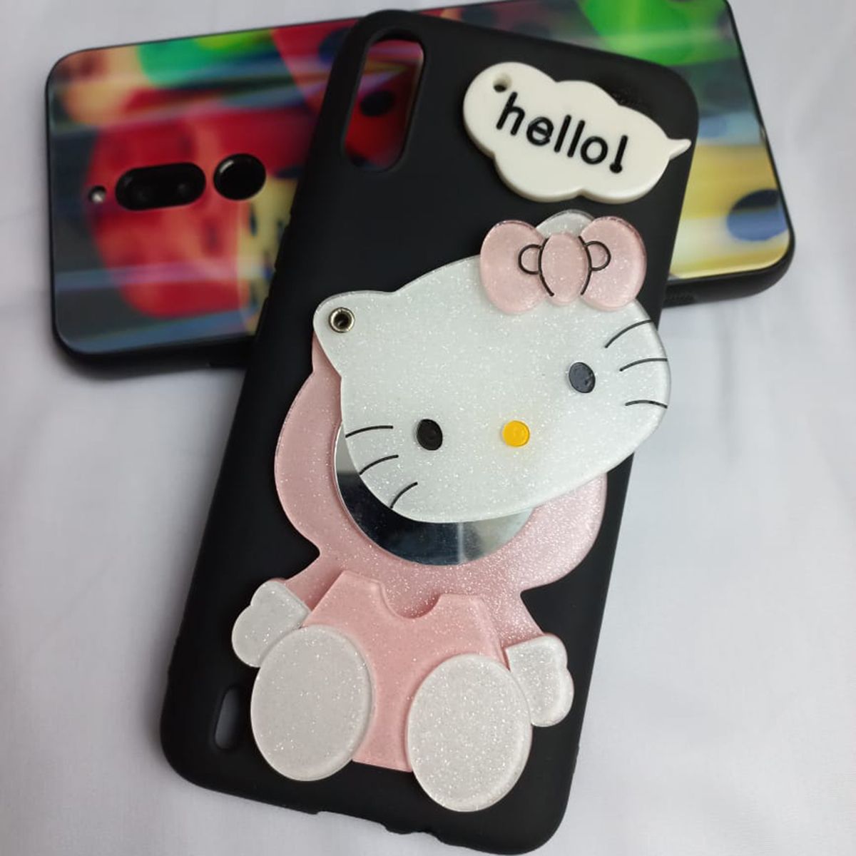 Mirror Card gmirls Stylish Soft Back Cover Doll Hello Kitty Ladis Luxary Silicon Phone Case for Tecno Spark gmo