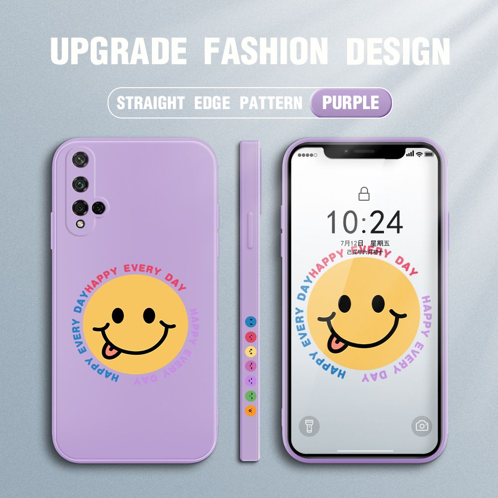 FHKL for Honor 20 / Nova 5T Back Cover Cartoon Smile Side design Soft Case Multicolor Liquid Silicone Phone Cases
