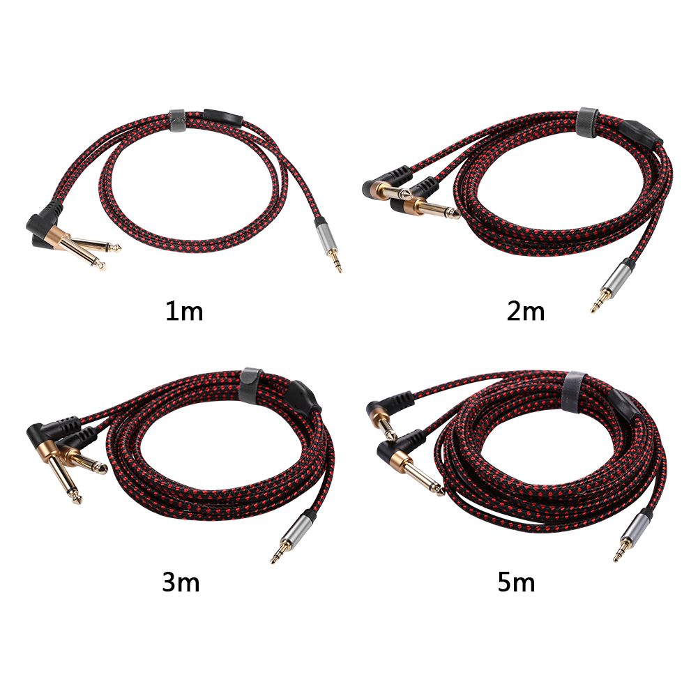 Yfashion Audio Cable Angled ni Jack 3.5 o Dual 1/4" Jack for V PC Speaker Amplifier 3.5mm o 2*6.35 OFC Cable Length(m)