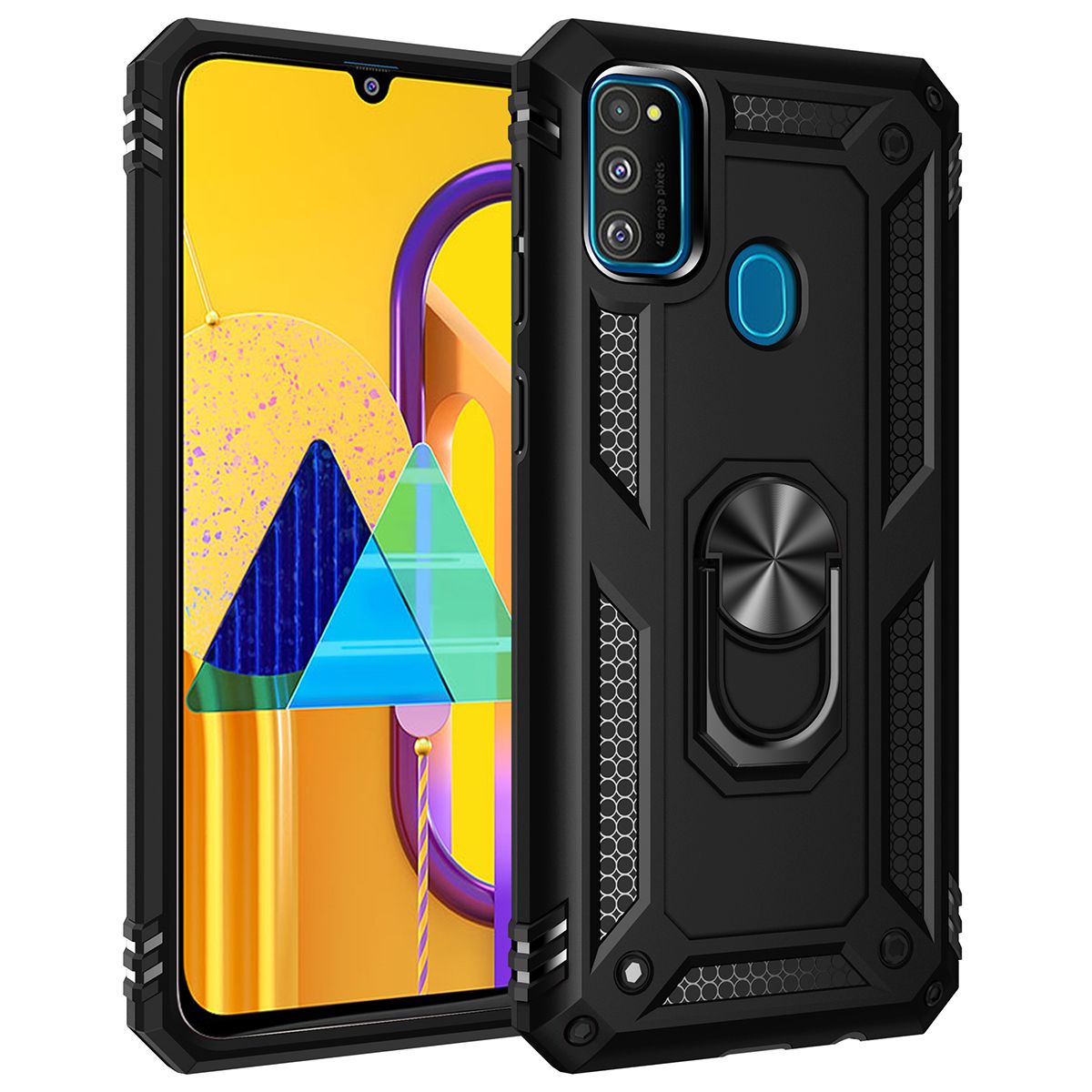 Shockproof Armor Case For Samsung Galaxy M30S Phone Case Car Ring Stand Bumper Silicone Back Cover