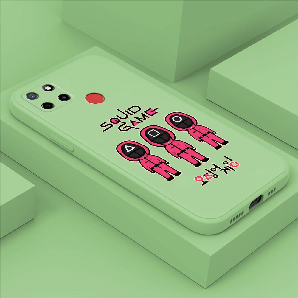 ZeroQiQi for Realme C25S Case Trend Cartoon Korean Squid Phone Cover Liquid Silicone Case Phone Protective Case