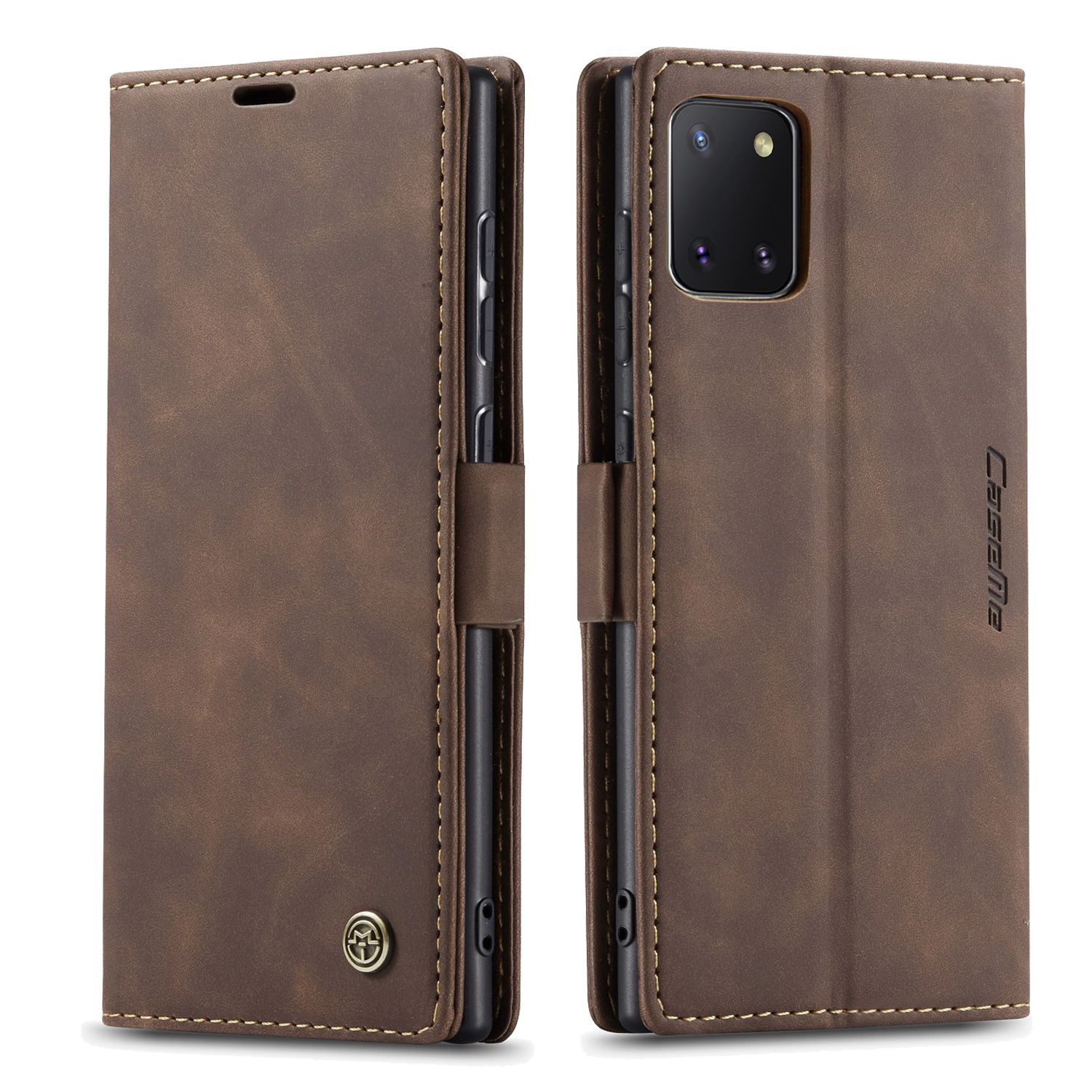 For Samsung Galaxy Note 10 Lite Retro PU Leather TPU Inner Wallet Case Card Slots Magnetic Closure Flip Stand Casing Cover