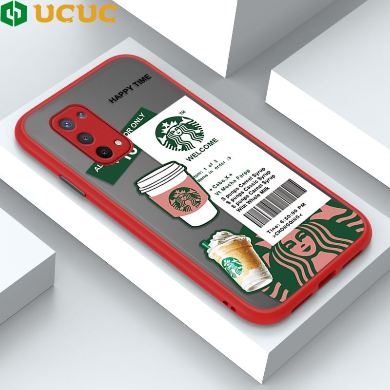 UCUC for OPPO A74 5G Back Cover Fashion Sticker Frosted Transparent Hard Phone Case Thin Shockproof Full Cover Camera Protect Case
