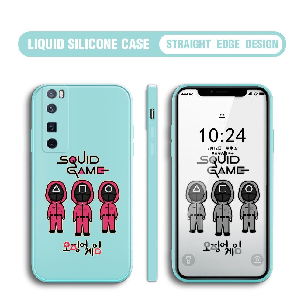 Jizetin for Huawei Nova 7 Pro Case Trend Cartoon Korean Squid Phone Cover Liquid Silicone Case Phone Protective Case