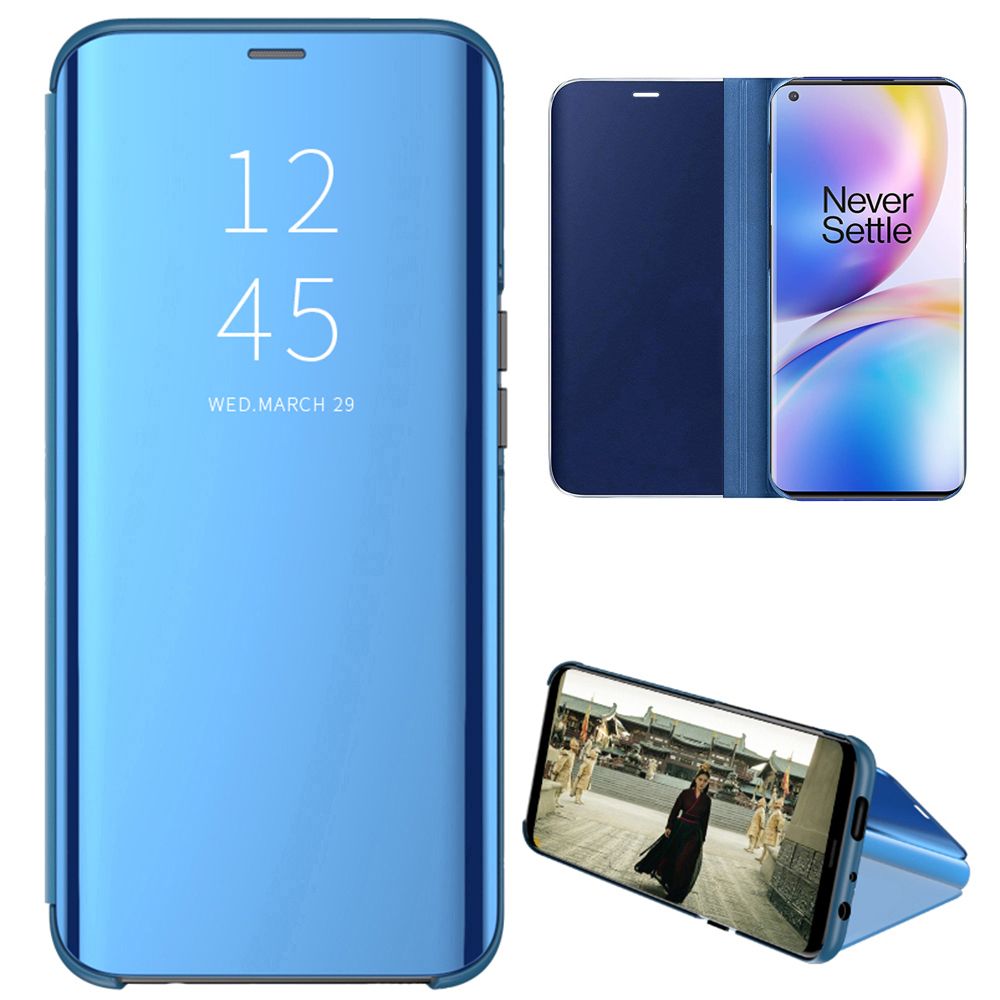 Smart Mirror Flip Phone Case For OnePlus 8 Pro View PU Leather Stand Protective Cover