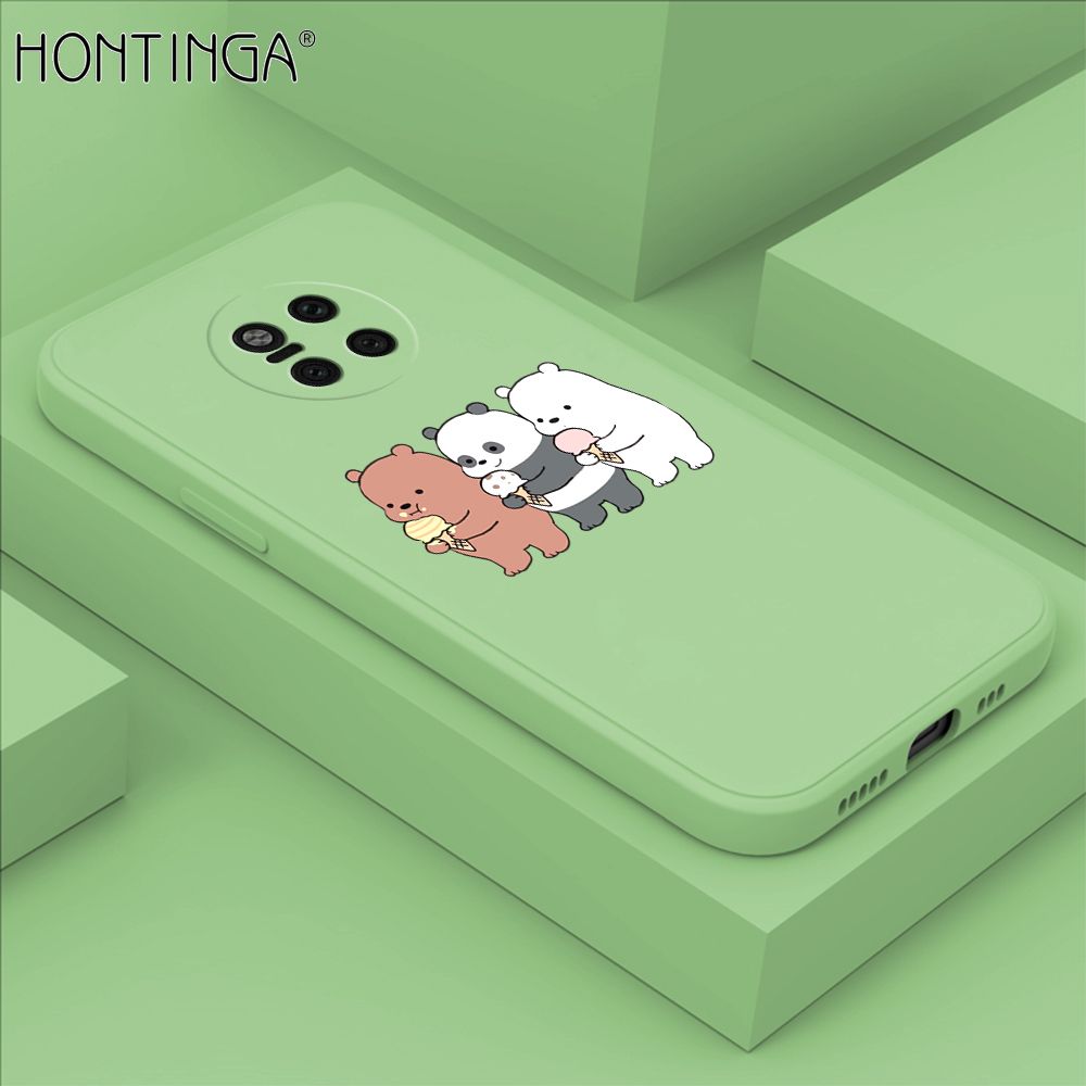 Hontinga for Huawei Mate 20 Pro Case Cute Cartoon Bear  Phone Case Soft Square Edge Silicone Cases Full Lens Cover Shockproof Protection Cover