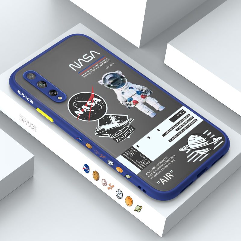 ZeroQiQi for Huawei Y8P Case Creative Cartoon Astronaut Side Printed Pattern Design Phone Cover Frosted Transparent Ultra Thin Protective Phone Case
