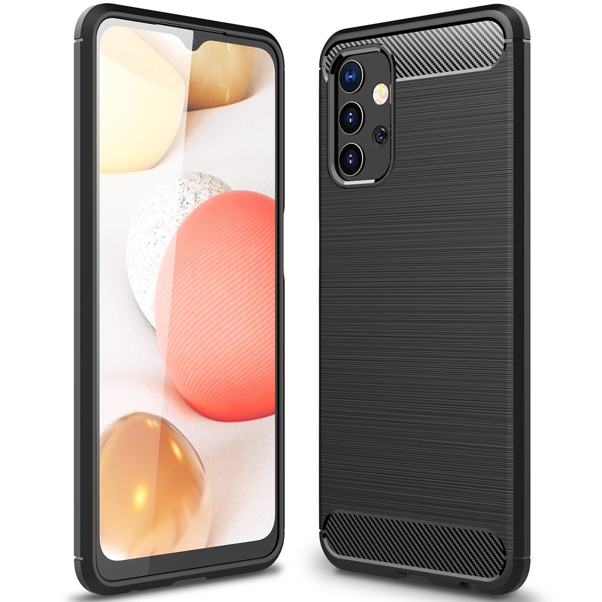 For Samsung Galaxy A32 5G Carbon Fiber Skin Resilient TPU Shockproof Armor Protective Case Cover