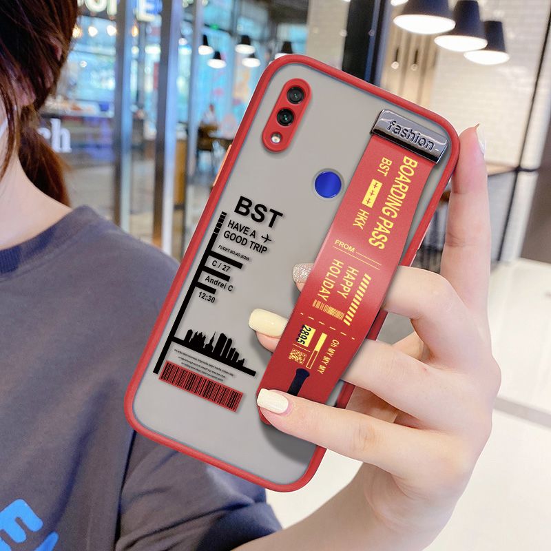 UCUC for Xiaomi Redmi Note 7 Wrist Strap Case Creative Printing City Landscape Wristband Printing Cover Shockproof Frosted Phone Case