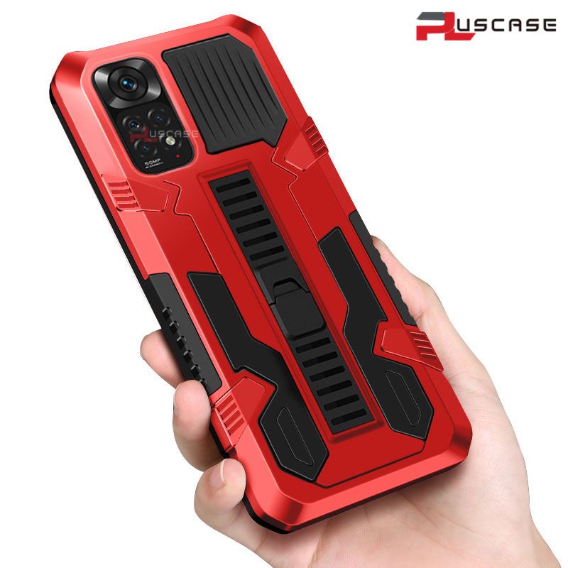 PlusCase for Xiaomi Redmi Note 11 / 11S 4G Armor Case Stand Ring Hard Shockproof Matte Foldable Invisible Kickstand Casing